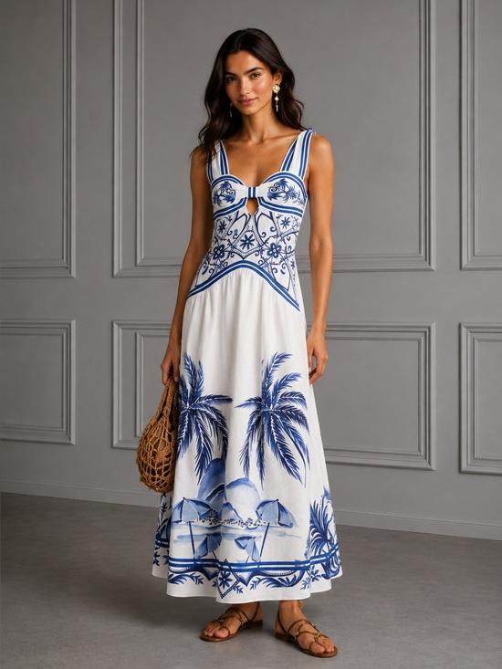 FARM Rio Dresses & Skirts - Farm Rio Off-White Wonderful City Maxi Dress Small B990